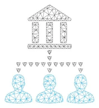 Bank Building Client Links Vector Mesh Wire Frame Model Ilustración de archivo