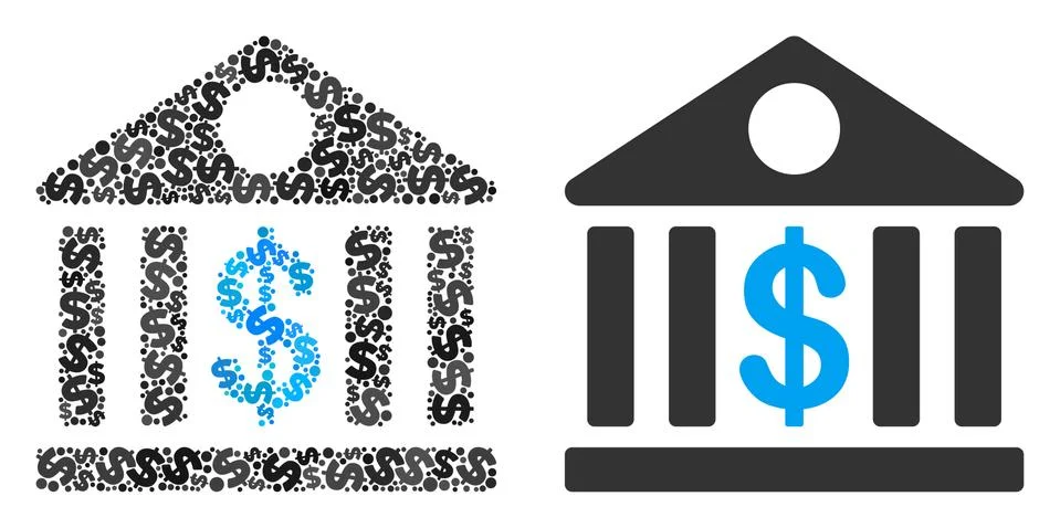 Bank Building Composition of Dollars Ilustración de archivo