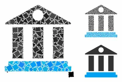 Bank building Composition Icon of Irregular Parts Ilustración de archivo