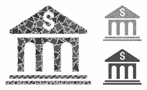 Bank building Composition Icon of Irregular Parts Ilustración de archivo