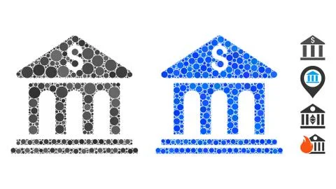 Bank Building Composition Icon of Spheric Items Ilustración de archivo