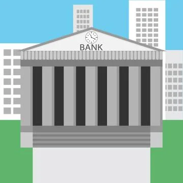 Bank building design flat Ilustración de archivo