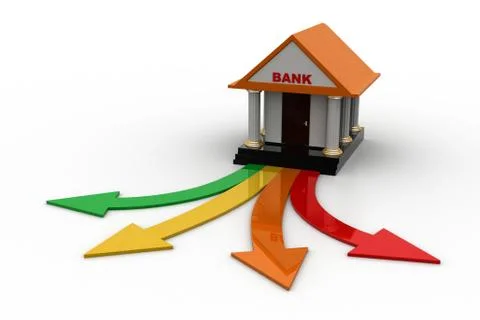 Bank building with different ways Free Stock Illustration