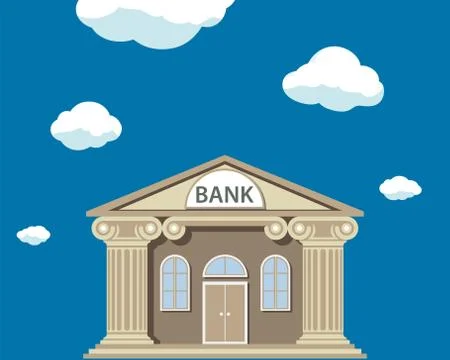Bank building facade with columns in flat graphics Stock-Illustration