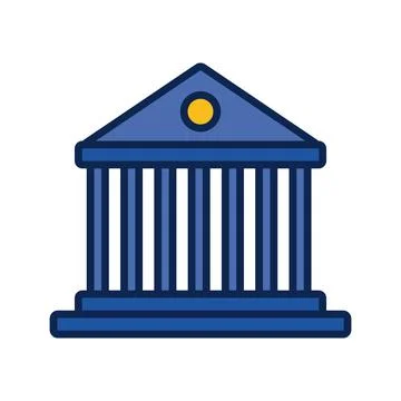 Bank building facade flat style icon Ilustración de archivo