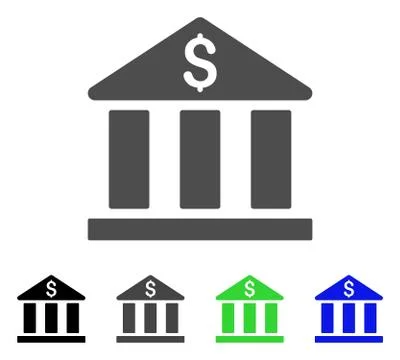 Bank Building Flat Icon Stock Illustration