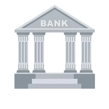 Bank building flat vector icon. Classic view Illustrazione stock