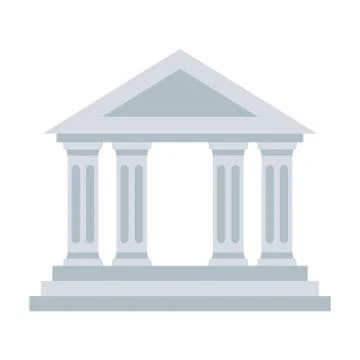 Bank building flat vector icon. Classic view. Illustrazione stock