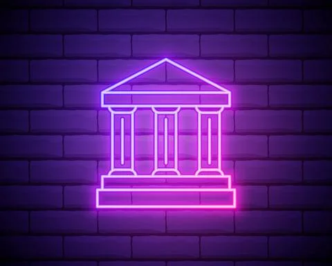 Bank building icon. Elements of web in neon style icons. Simple icon for webs Stock Illustration