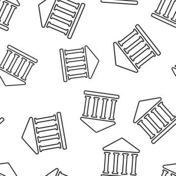 Bank building icon seamless pattern background. Government architecture vecto Ilustración de archivo