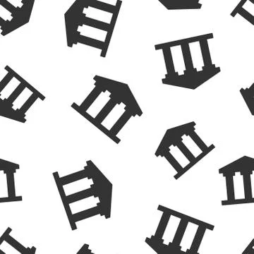 Bank building icon seamless pattern background. Government architecture vecto Stock Illustration