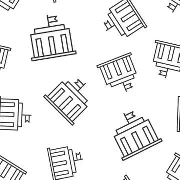 Bank building icon seamless pattern background. Government architecture vecto Ilustración de archivo
