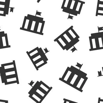 Bank building icon seamless pattern background. Government architecture vecto Stock Illustration
