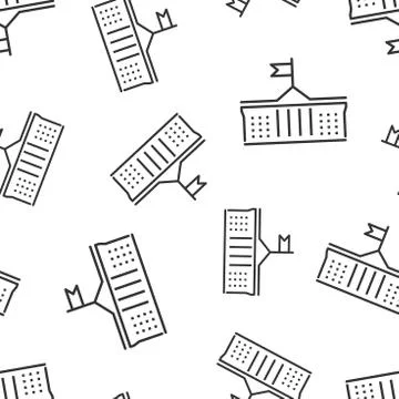 Bank building icon seamless pattern background. Government architecture vecto Stock Illustration