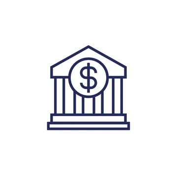 Bank building line icon, vector Stock Illustration