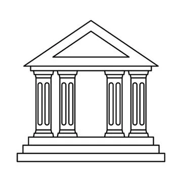 Bank building linear flat vector icon. Classic view. 스톡 일러스트