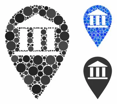 Bank building pin Composition Icon of Round Dots Ilustración de archivo