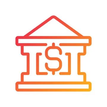 Bank building pixel perfect gradient linear vector icon 스톡 일러스트