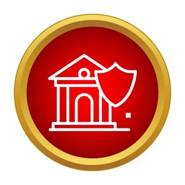 Bank building with shield icon representing financial protection Stock Illustration