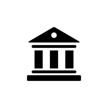 Bank Building Solid Flat Vector Icon Isolated on White Background 스톡 일러스트