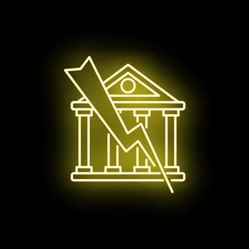 Bank building struck by lightning representing financial crisis Ilustración de archivo