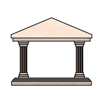 Bank building symbol scribble Stock Illustration