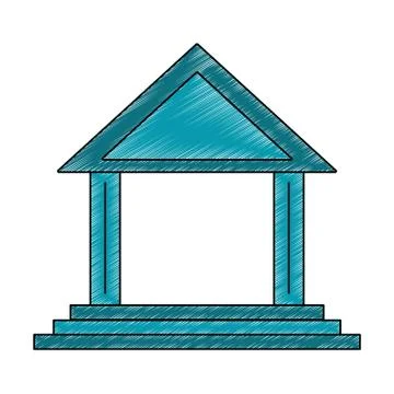 Bank building symbol scribble Stock Illustration