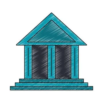 Bank building symbol scribble Stock Illustration