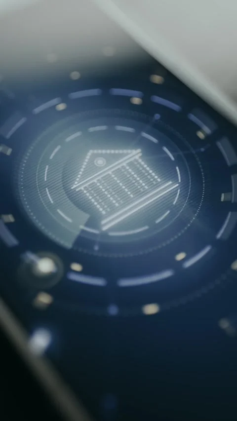 Bank Building Technology Icon - Vertical Macro View Stock Footage 336408171