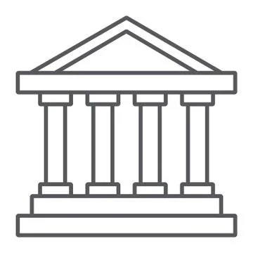 Bank building thin line icon, architecture and column, house sign, vector Ilustración de archivo