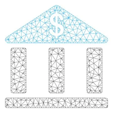 Bank Building Vector Mesh Wire Frame Model Ilustración de archivo