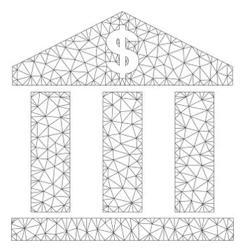 Bank Building Vector Mesh Wire Frame Model Ilustración de archivo