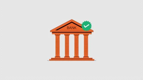 Bank Building with Verified Checkmark. Secure Banking Animation - Transparent Stock Footage 324688094