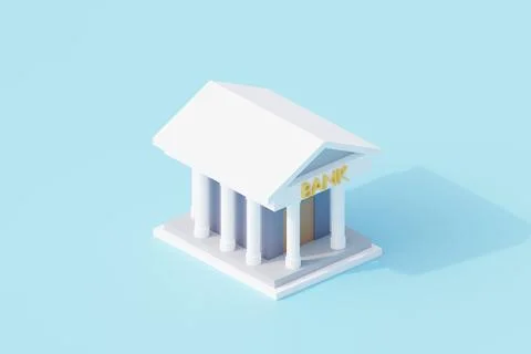 Bank buildings single isolated object. 3d render illustration with isometric 스톡 일러스트