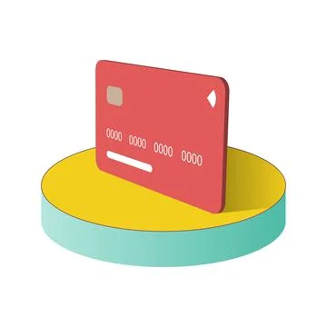 Bank card on a 3d object, design, financial capital Stock Illustration