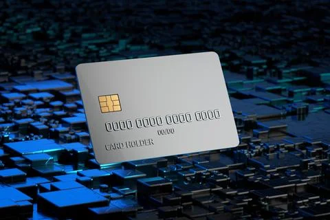 Bank card on an abstract tech background. The concept of a decentralized ex.. イラスト素材