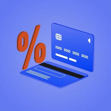 Bank card in blue on a gradient background, pracent icon Stock Illustration