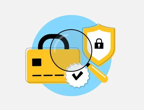 Bank card fraud detection - vector illustration of secure payment systems Stock Illustration