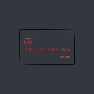 Bank card neumorphic design elements dark theme, minimal trendy mockup 库存插图