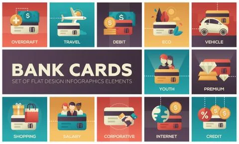 Bank cards - set of flat design infographics elements イラスト素材