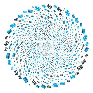 Bank Cards Twirl Exploding Globula Illustrazione stock