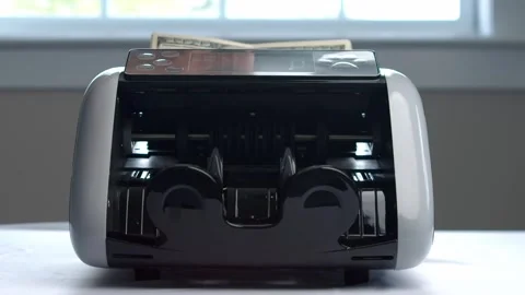 Bank Cash Machine In Use For Counting U.S. Dollars Quickly Stock Footage 314343356