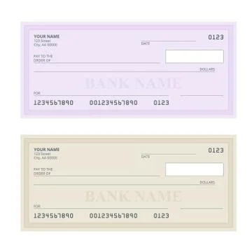 Bank Check with Modern Design. Flat illustration. Cheque book Stock Illustration