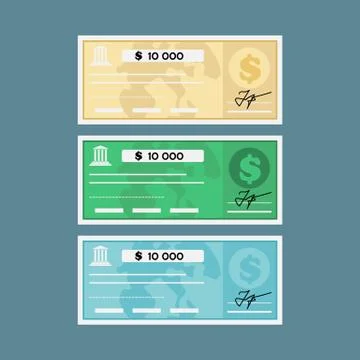 Bank check vector illustration in flat design Illustrazione stock