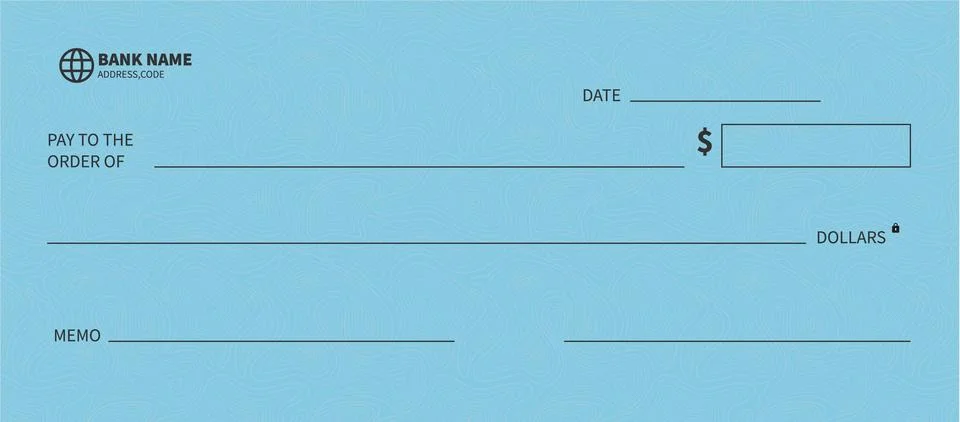 Bank cheque template Stock Illustration