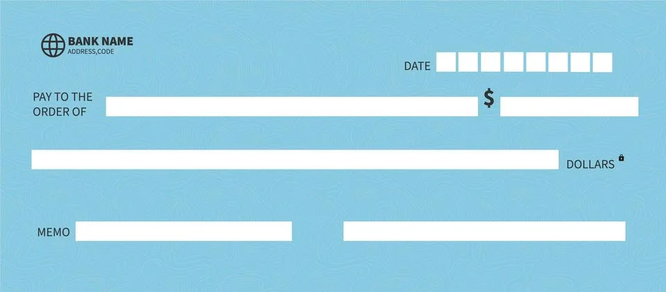 Bank cheque template Stock Illustration