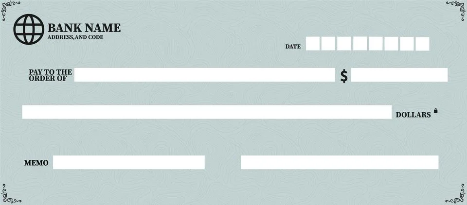 Bank cheque template Stock Illustration