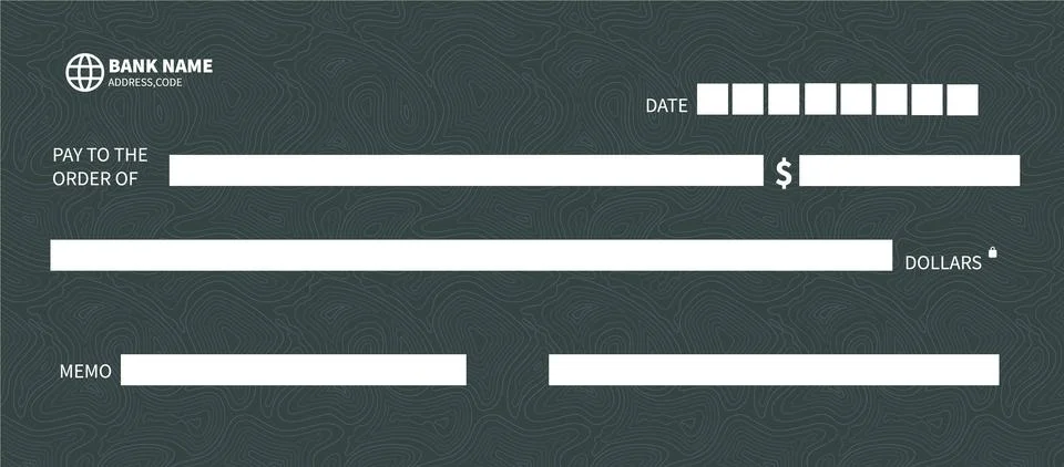 Bank cheque template Stock Illustration