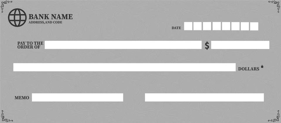 Bank cheque template Stock Illustration