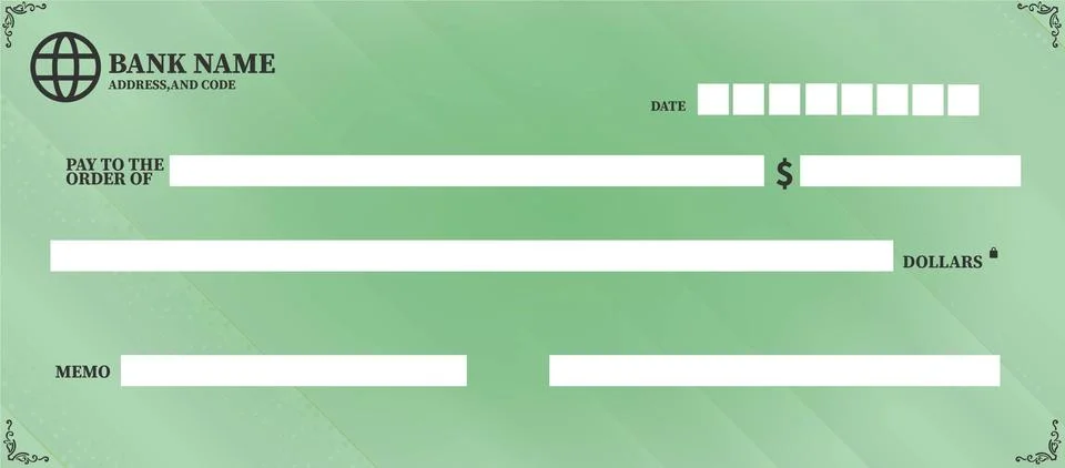Bank cheque template Stock Illustration